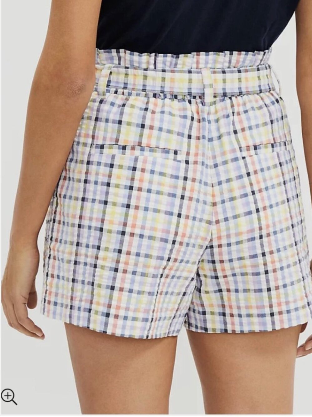 Loft (Ann Taylor) Plaid Belted Paper Bag High-Waisted Casual Shorts - Size L - Picture 8 of 13